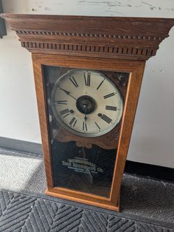 Late 1800's International Time Recording Co. Time Clock Rare Antique with key to wind & pendulum OBO