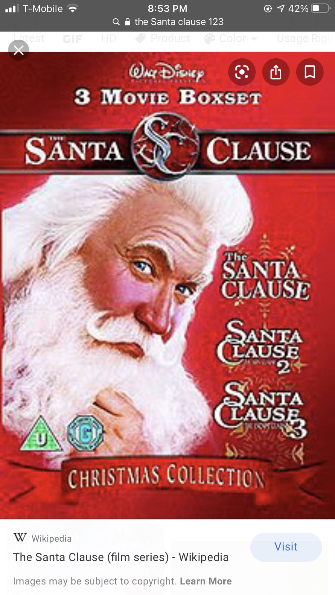 1, 2 , 3 Santa Clause movies . Disney (UnOpened ) Christmas