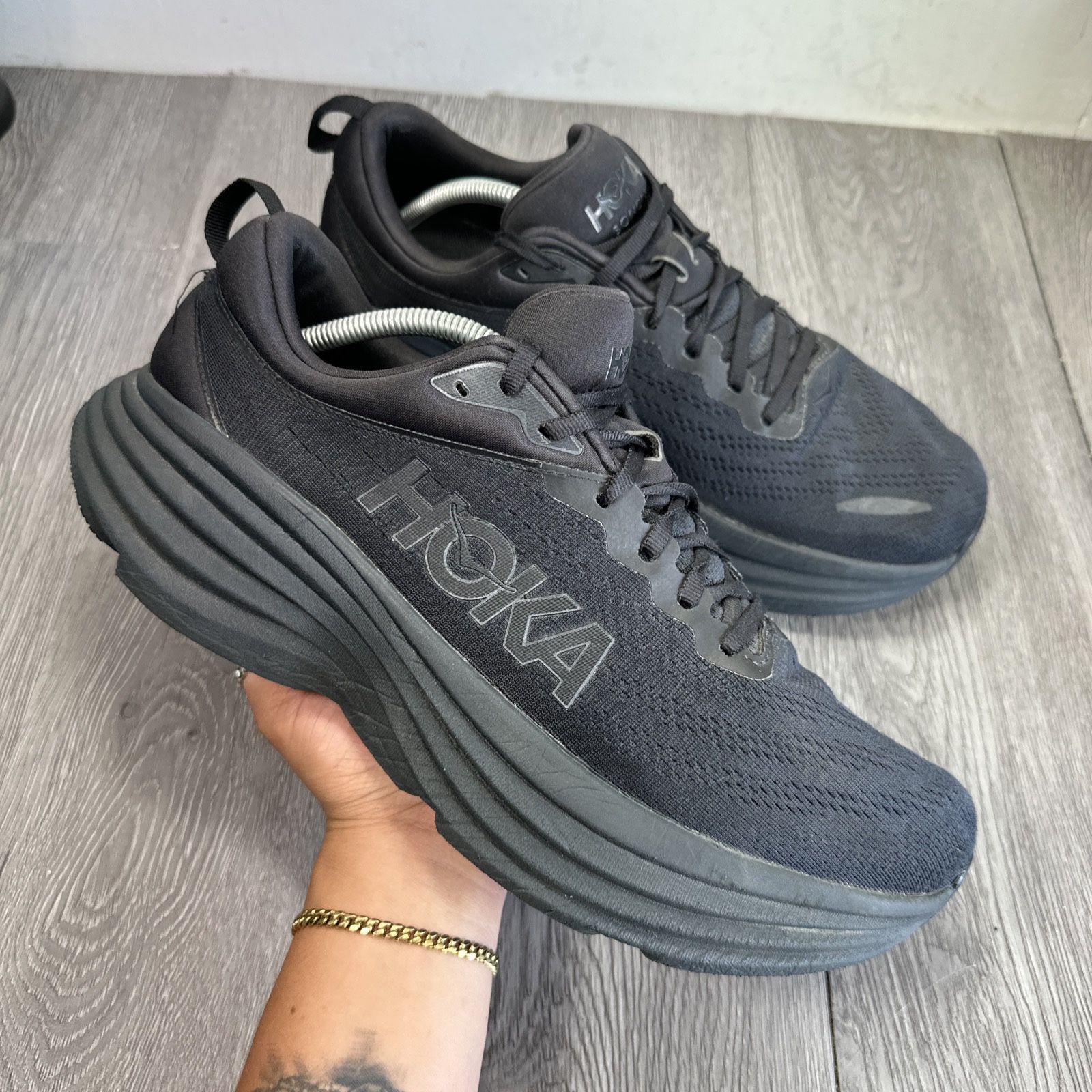 Hoka One One Mens Bondi 8 1123202 BBLC Black Running Shoes Sneakers Size 14 D HOKA ONE Bondi 8 Mens Running Shoes Black Size 10.5  main image 3