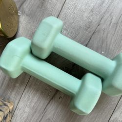 5 lb blue dumbells 