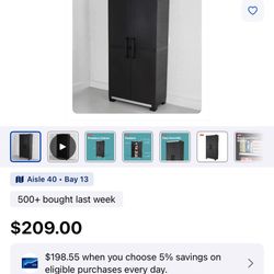 Keter Premium One 35-in W x 74-in H x 18.5-in D Freestanding Plastic Garage Cabinet in Black