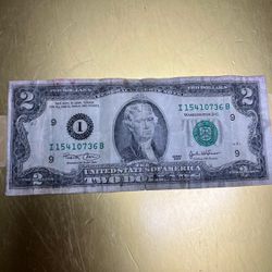 Vintage $2 Dollar Bill
