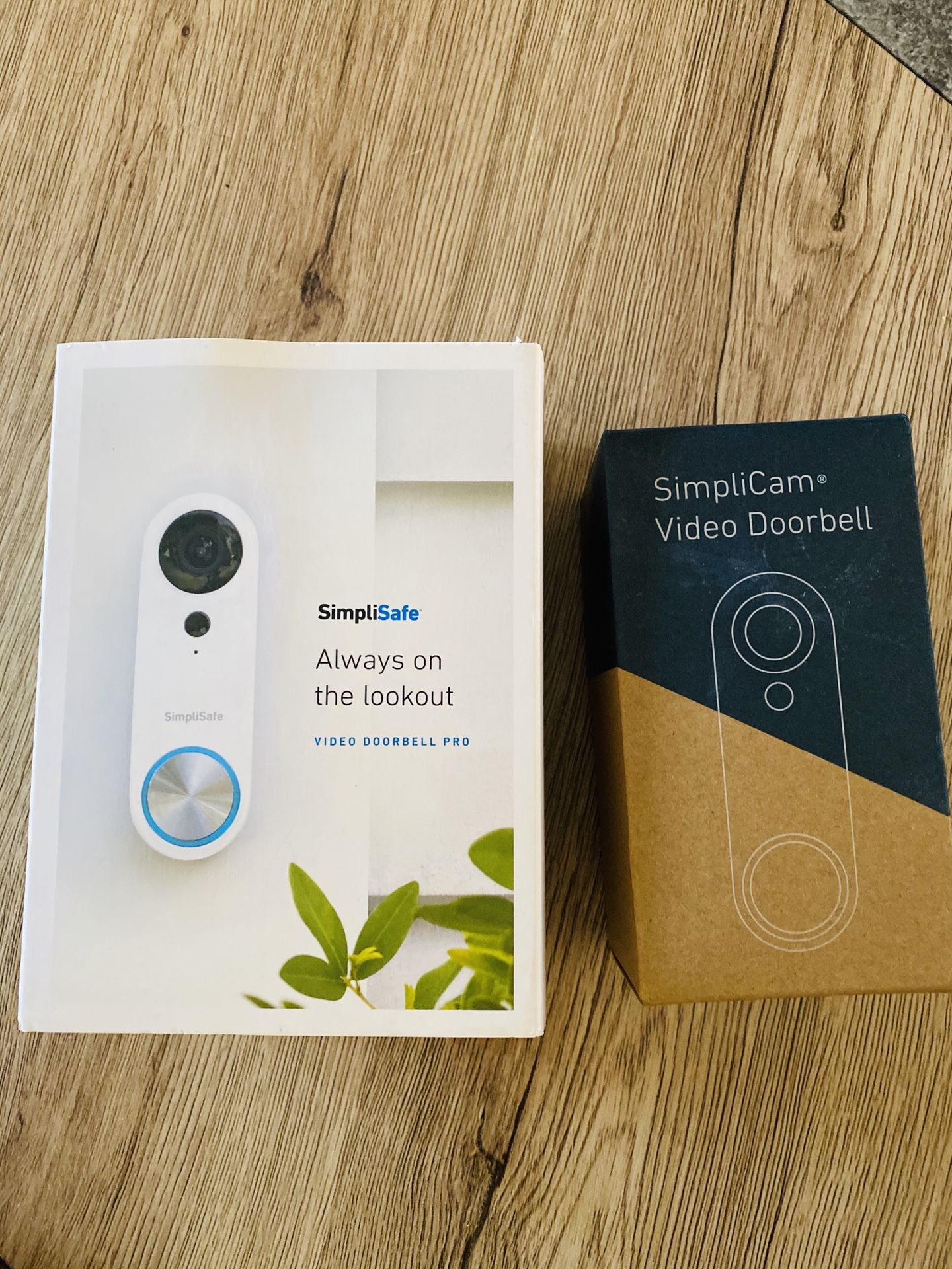 2 SimpliSafe video door bells with all accessories: chime connector, 2 color face plates
