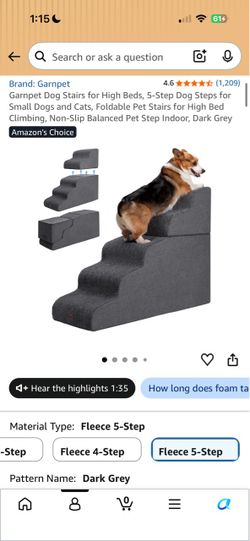 Garnpet 5-Step Pet Stairs Dark Grey