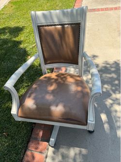 Ballard Designs Distressed Wood Swivel Office Chair