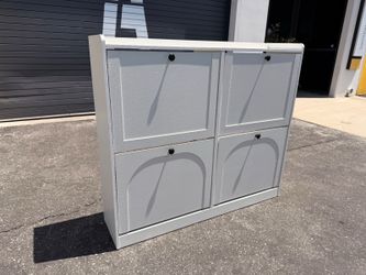 White 4 Flip Drawers Shoe Cabinet