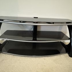 Black Glass TV Stand – Sturdy, Great Condition