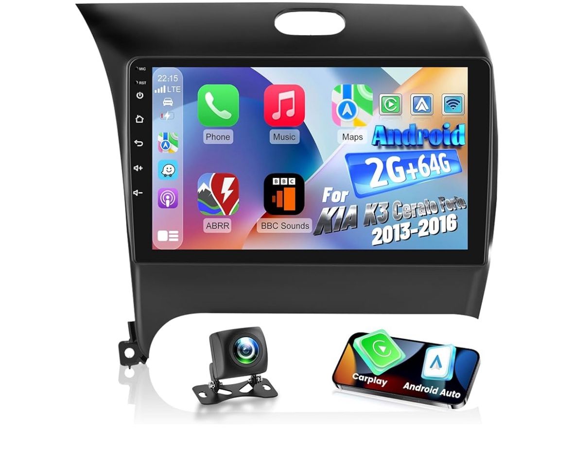 2+64G] Car Radio for KIA Cerato K3 Forte 2013-2016 with Wireless Carplay and Android Auto, 9 Inch Touchscreen Android Car Stereo - DSP/GPS Nav