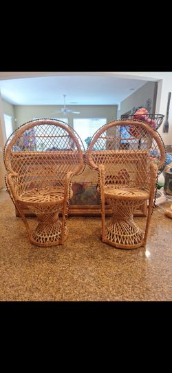 Peacock Chairs vintage 16" tall