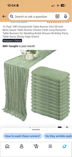 Sage green cheesecloth table runners