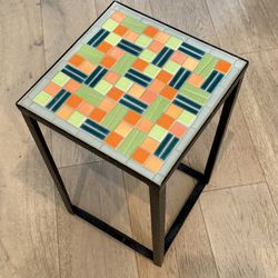 Plant Stand Side Table Metal And Mosaic Tile Mid Century 