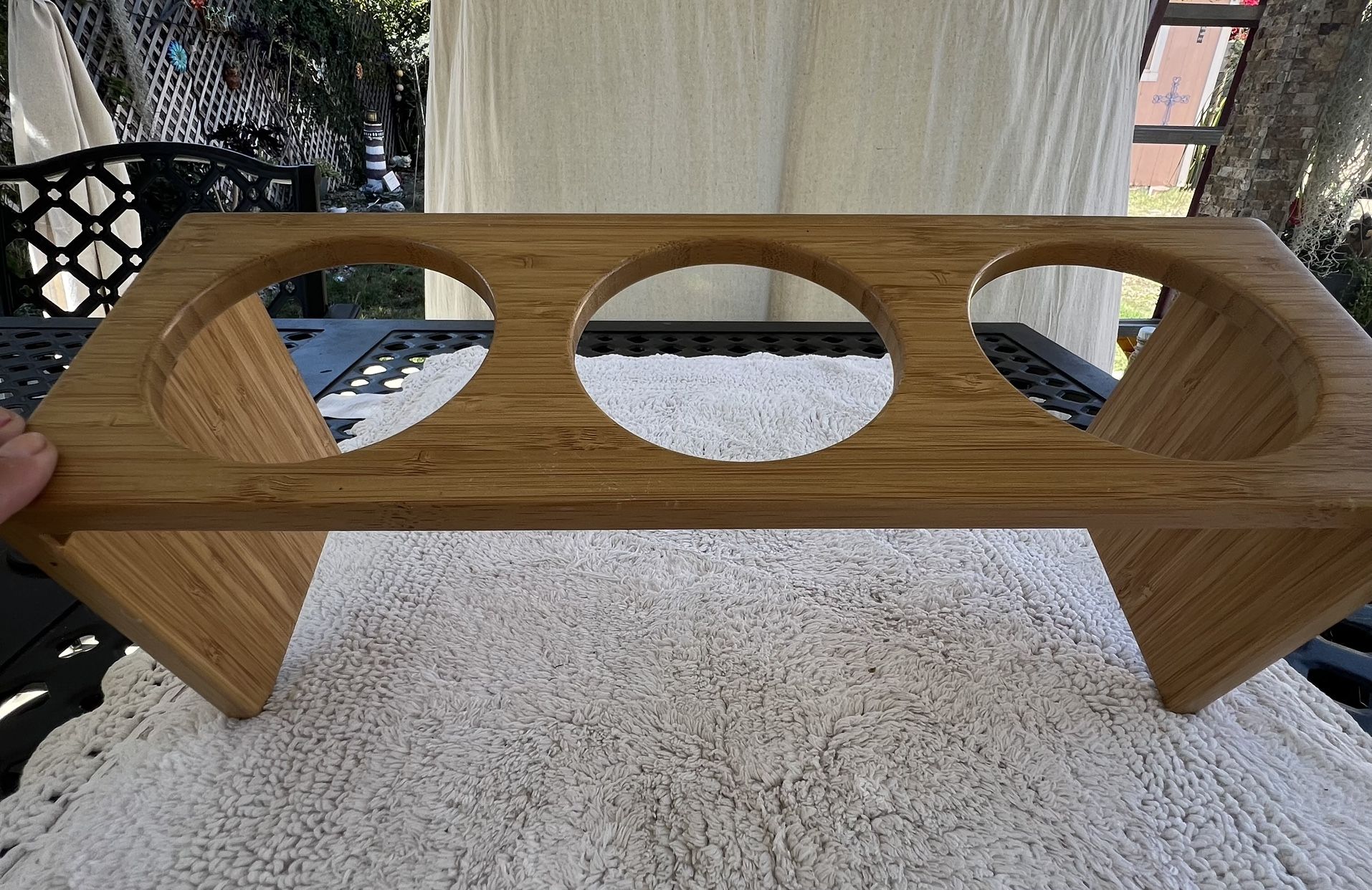 Bamboo Cal-Mil 3 Hole Cylinder/Pottery/Plantar Holder/Display16x5.5x6”