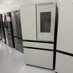 White Glass Bespoke Fridge NEW 4 Door Smart Hub Water Ice 