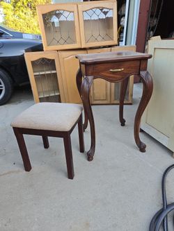 FREE HIGH WOOD  TABLE AND STO
