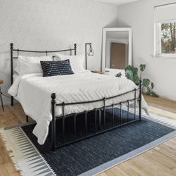 Full-Sized Metal Bed Frame And Foam Mattress