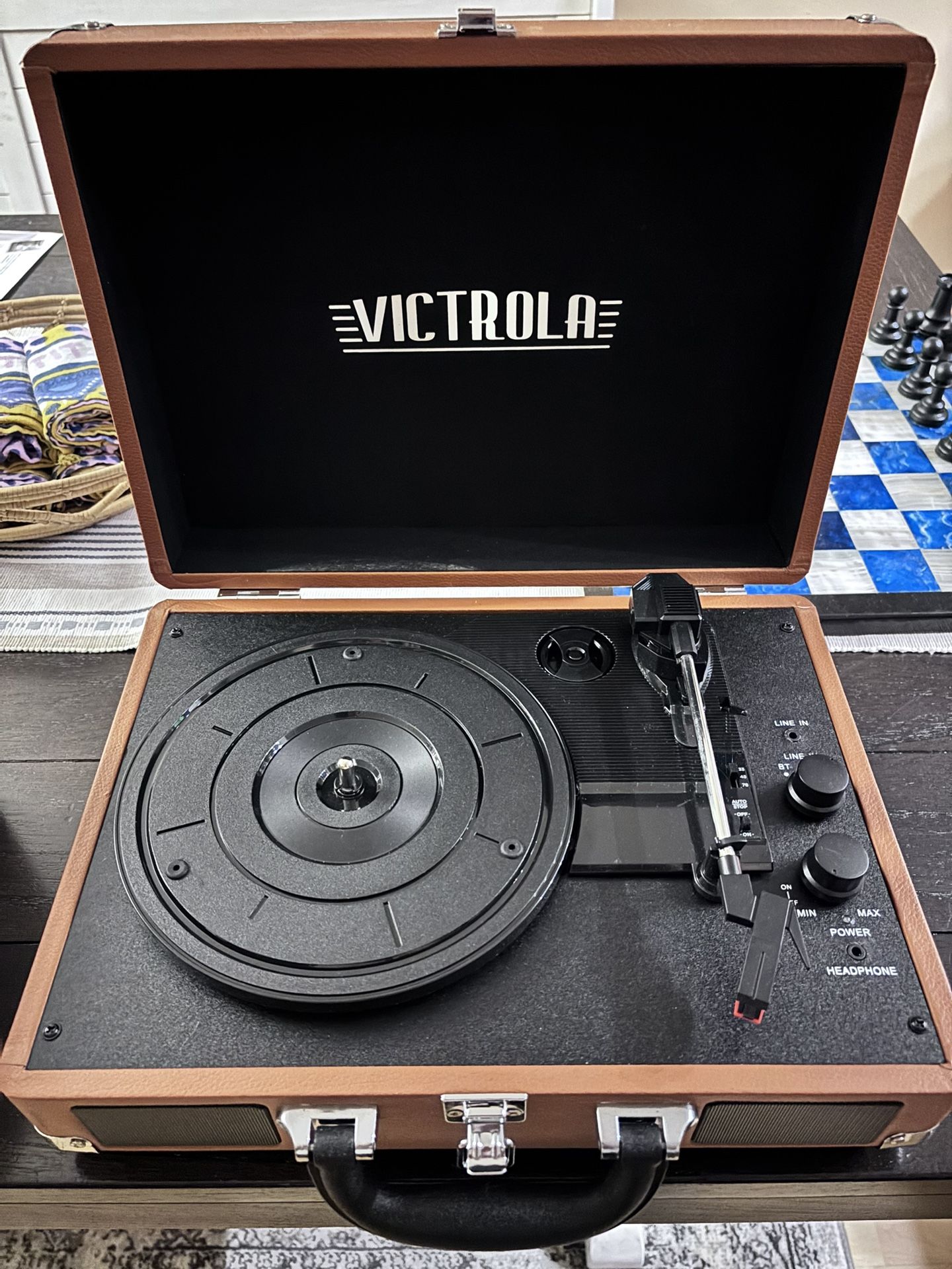 Victrola Vintage 3-Speed Bluetooth Portable Suitcase Record Player – $50