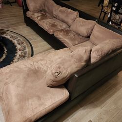 2 Piece Coffee Colored Sectional Couch
