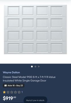 Wayne Dalton Classic Steel Model 9100 8-ft x 7-ft 9 R-Value Insulated White Single Garage Door