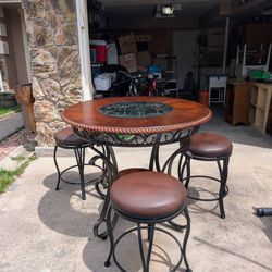 Pub Table Set With 3 Stools 