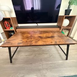 ALLSTAND Folding Coffee Table – Rustic Brown, Low Floor Table