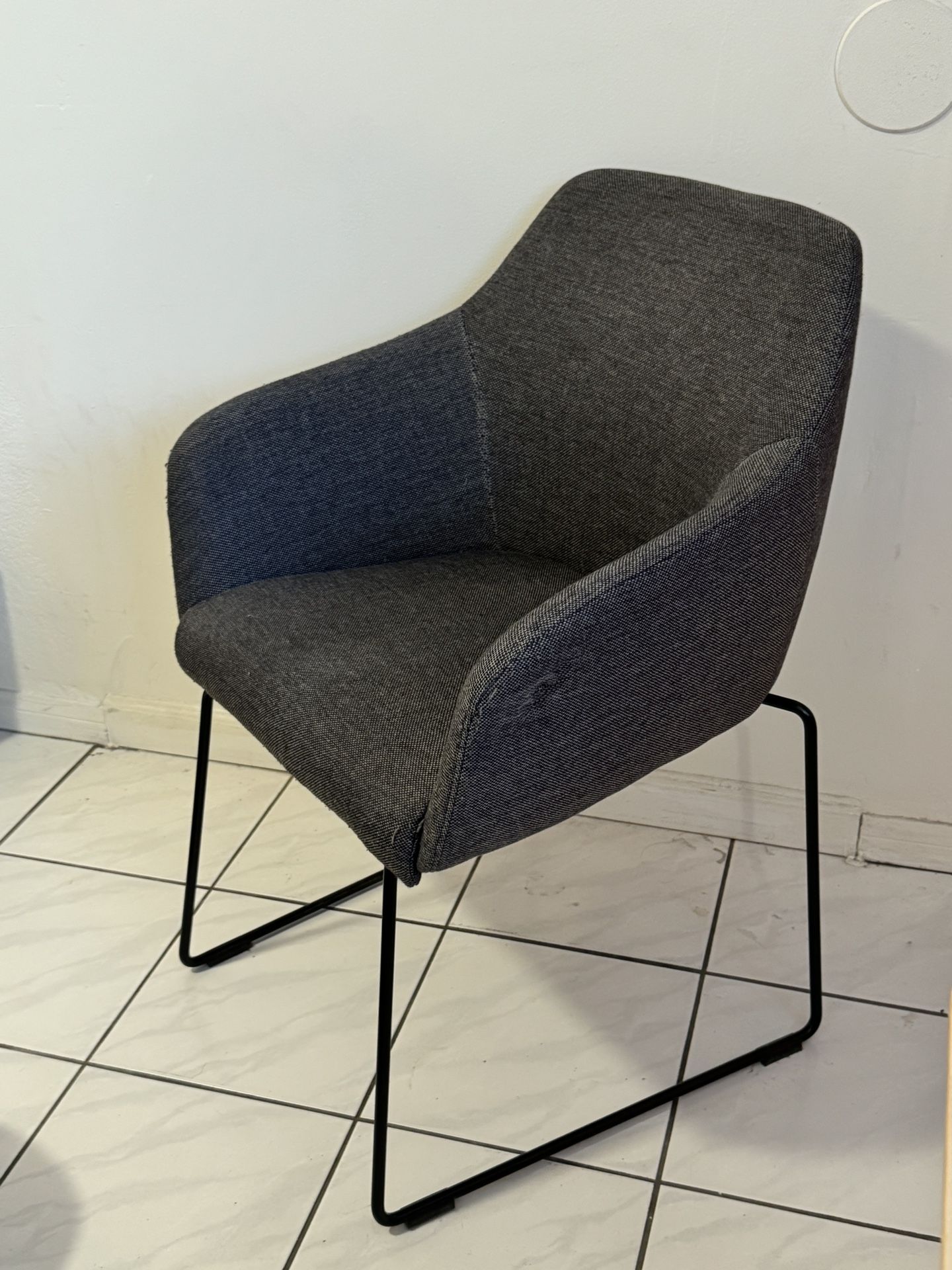 IKEA TOSSBERG Upholstered Armchair Metal Legs Black Gray