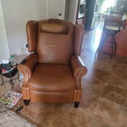 Great All Leather Wingback Recliner