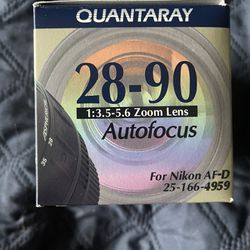 Quantaray Autofocus 28-90mm (3.5-5.6 Zoom Lens). Fits Nikon AF-D Models