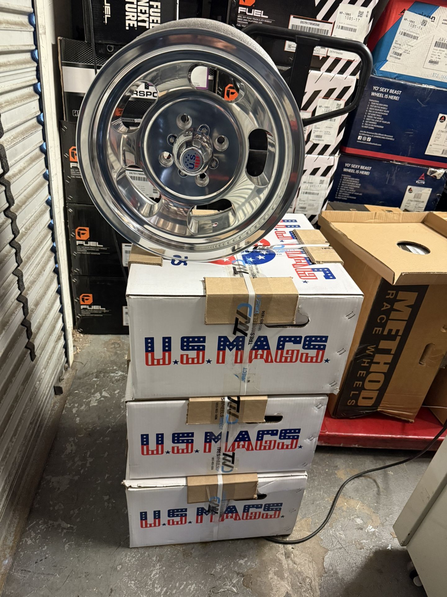 Set 4 Pcs US Mags U101 Indy 15x7 -5 4x114.3 High Luster Polished Wheels Mustang