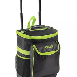 Uline Rolling Cooler - Black/Lime