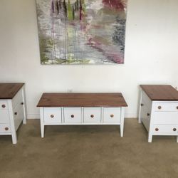 White Coffee Table and 2 End Table Set