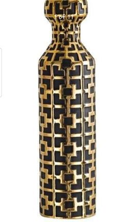 Black with Golden Vase for Modern Home Decoration, 24.4 inch Tall