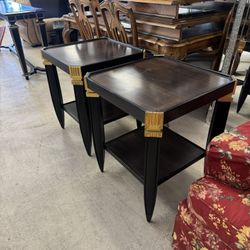 Pair  of French Style Mid-Century ebonized end tables - 24” x 24”