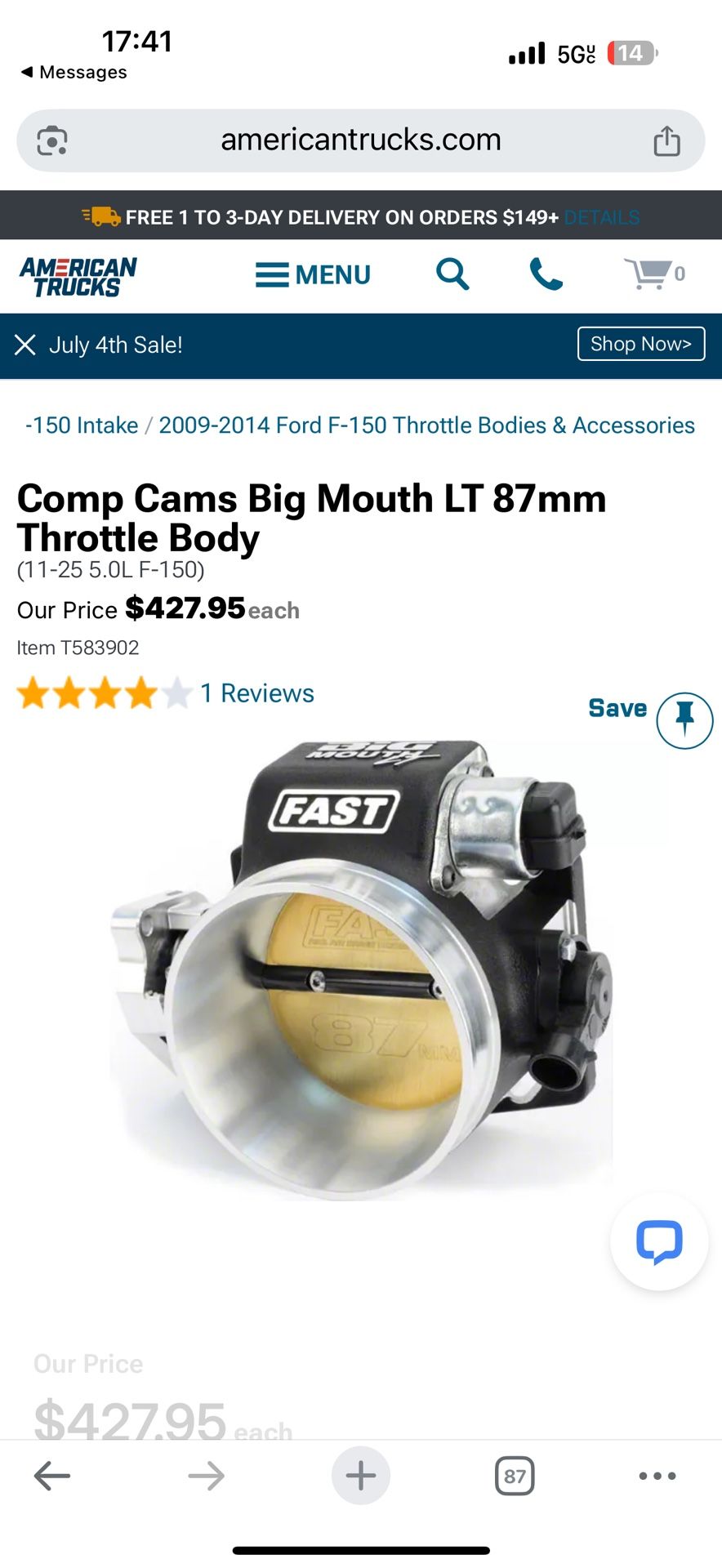2011-2015 87mm Throttle Body