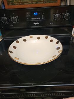 14" Across Large Gold Dot Serving  Bowl