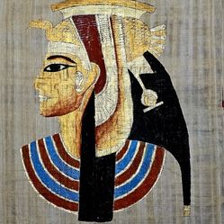 Rare Authentic Hand Painted Ancient Egyptian Papyrus-Queen Cleopatra- 13x17 Inch