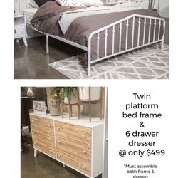 Twin Bed Frame And Dresser - Brand New