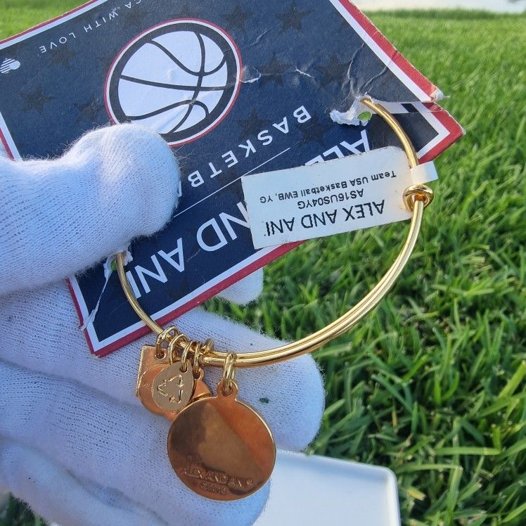 Alex and Ani Team USA Basketball Charm Bangle Bracelet Gold 2016 NWT