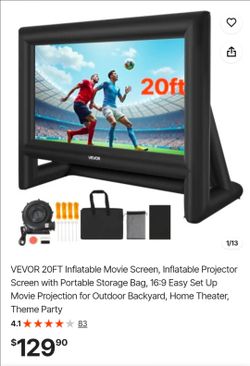 VEVOR 20ft Inflatable Outdoor Movie Projector Screen