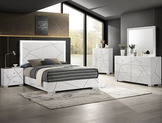 NEW Geometric LED White BED ROOM SET💥NO CREDIT NEEDED $10 Down