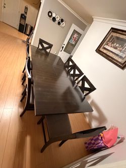Dark Brown Dining Table with 8 Chairs