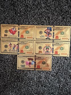 $10 Each-Popular Cereal NOVELTY 24kt Gold Foil Collector Bills