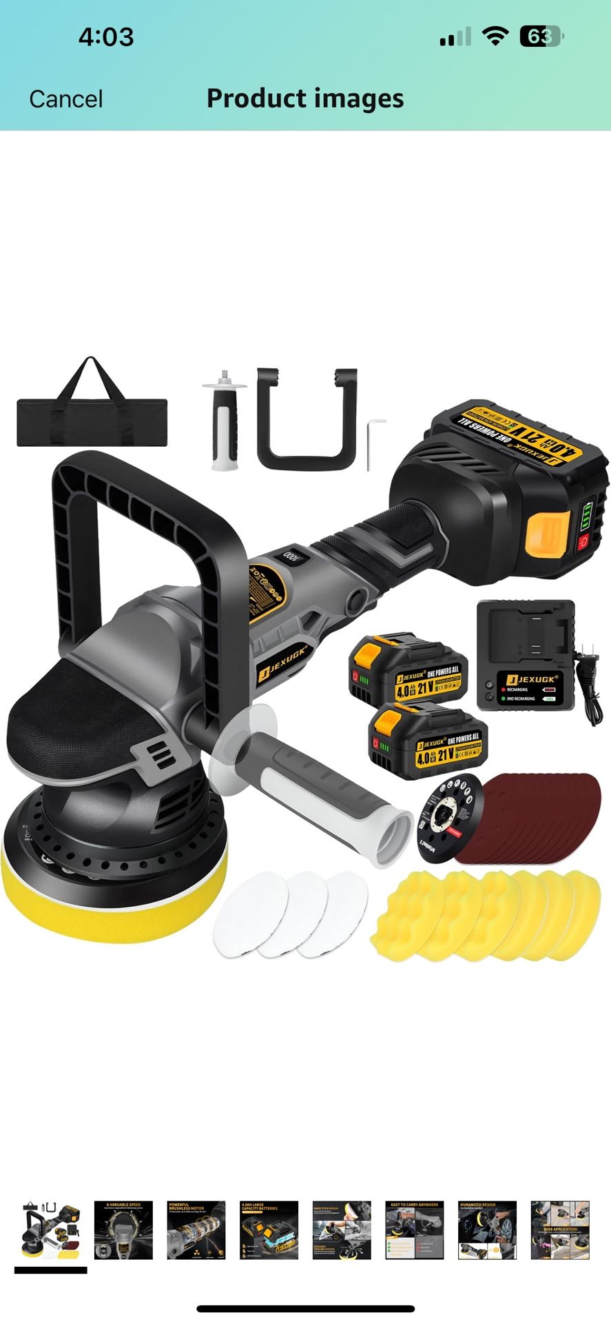 5" Cordless Car Buffer Polisher, 21V Professional Brushless Polisher w/ 2 x 4.0Ah Battery, Orbital Pulidora De Autos Inalambrica w/ 6 Speed, Car Buffe