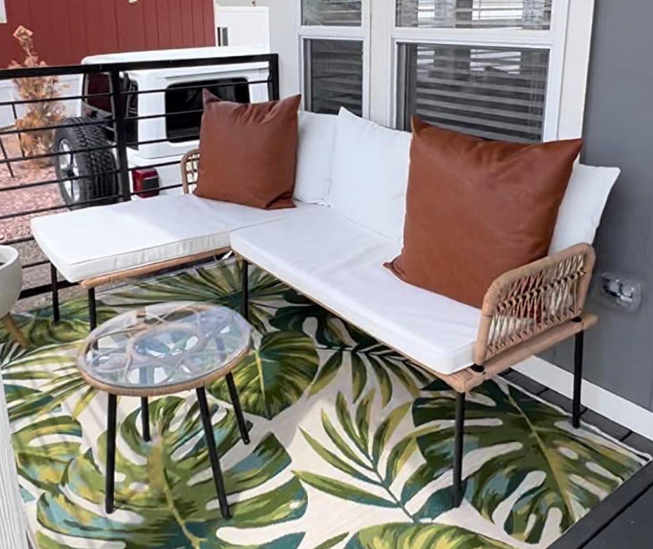 L Shape Rattan Patio Sofa