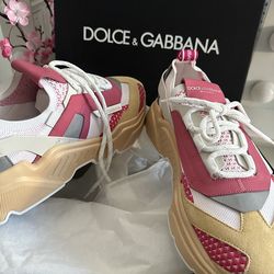 Dolce & Gabbana pink white chucky runner sneakers