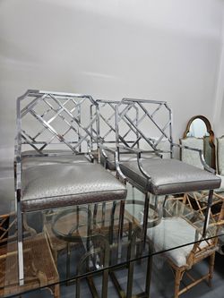 Milo Baughman Chrome Chippendale Armchairs
