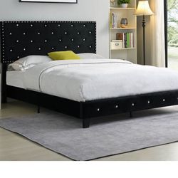 Brand New Black King Size Velvet Bed Frame With New Mattress/Fast Delivery 