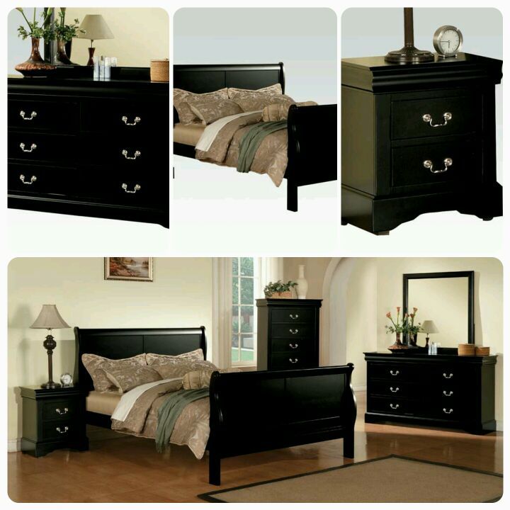 4 pcs bedroom set bed dresser mirror nightstand