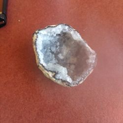 Mexican Coconut Agate Geode [Half] Unpolished with White & Clear Quartz Crystals