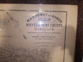 Framed Lithograph Marnette And Bonds Map Of Montgomery County Maryland