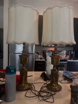 Stiffel brass table lamps with shades